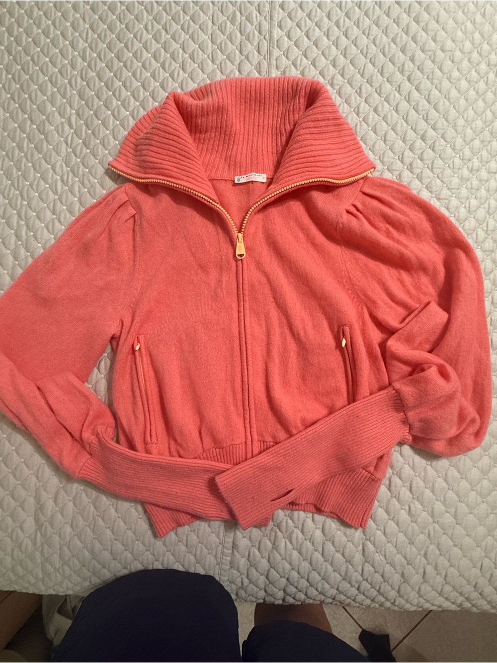 Free People FP Movement Coral Zip-Up Turtleneck Sweater Jacket Adorable No Flaws